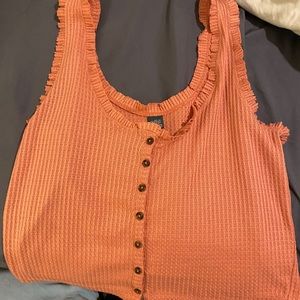 Wild Fable Coral crop waffle knit tank